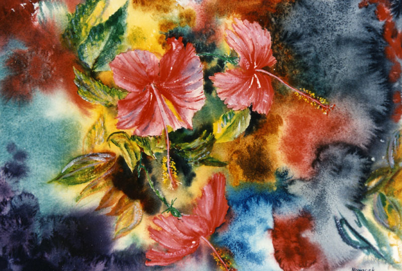 Cayena Roja: Series 21, a watercolor by Charles Novacek 