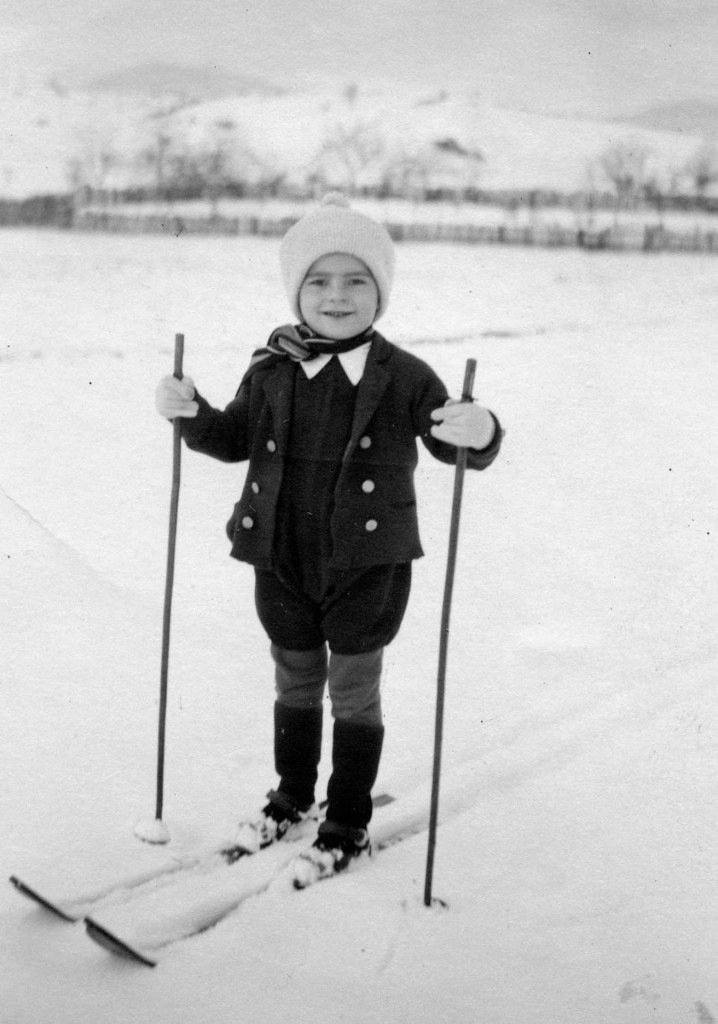 Charles Novacek on skis at age four